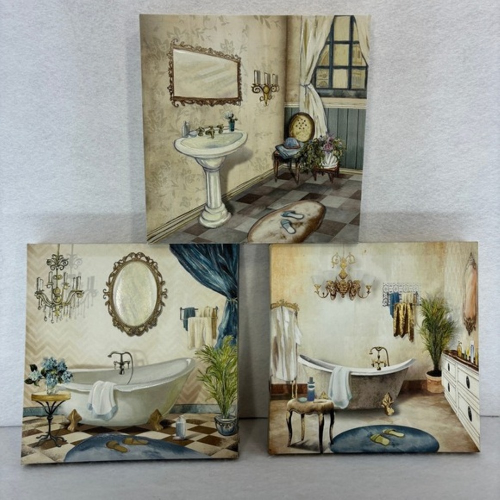 Bathroom Wall Art Set 3 Canvas Prints Decor Neutral Spa‎ Aesthetic Home Feminine